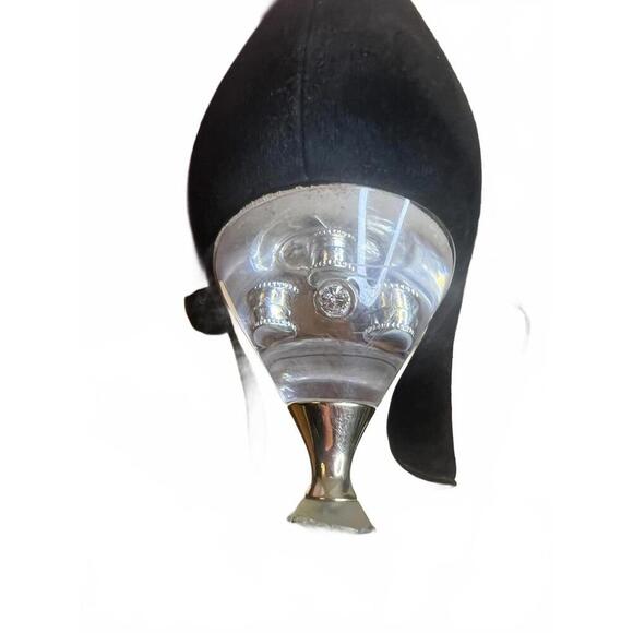 Kate Spade Coco Kitten Heel Black Suede Pumps Decorative Clear Heel Size 8.5 - Picture 4 of 8